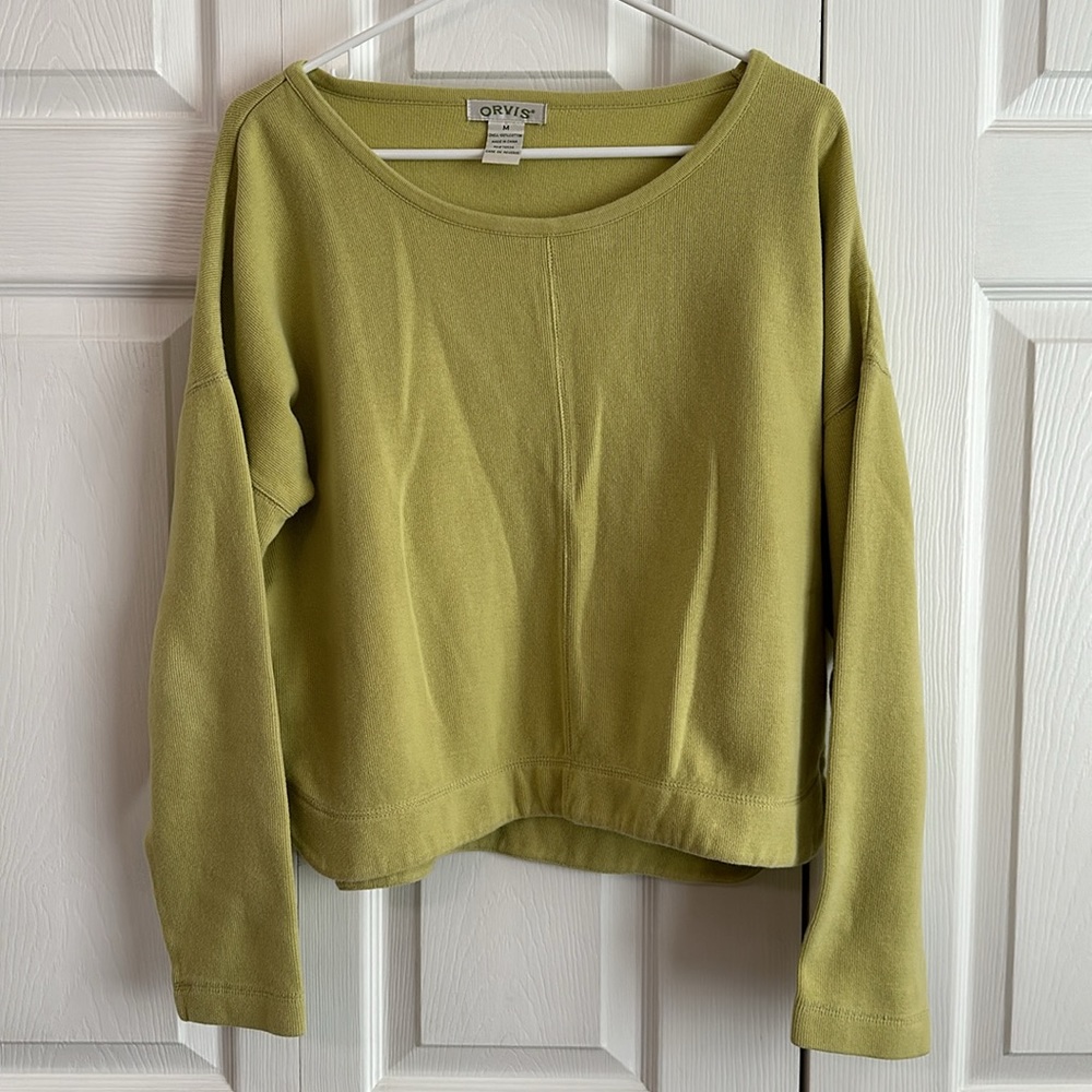Orvis chartreuse green crew neck sweatshirt (M)